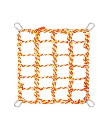 Bird rope climbing network bird rope network hammock swing small pet climbing network cotton climbing rope conductor bridge with 4 hooks for rats hamster bird ferret (27.9 x 20.1cm) orange