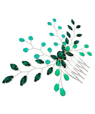Ipetboom Formal Hair Accessories for Women Hair Side Comb Bridal Hair Accessories Hair Gems for Women Rhinestone for Hair Wedding Hair Pins Green Decorate Women's Crystal Girl