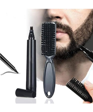 Beard Pen BoGoo Beard Pencil Filler Kit for Men - Beard Styling Pen with Beard Brush - Long Lasting Natural Finish/Water and Sweat Proof Sharp Beard Lines!!!! (Black)