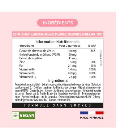 Lashil Beauty - Good Hair Women - Food Supplements - Anti-Hair Loss - Made in France - Venus Hair Biotin Iron Zinc MSM Vitamin B6 B12-120 Gummies - Buy Online on GoSupps.com