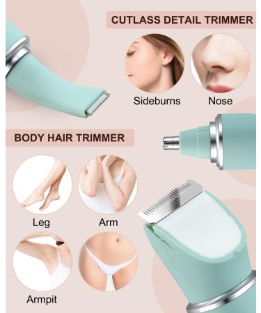 AREYZIN Waterproof Bikini Trimmer for Women - Electric Razor with Snap-in Ceramic Blades IPX7 Washable Wet & Dry Use - Green - Buy Online on GoSupps.com