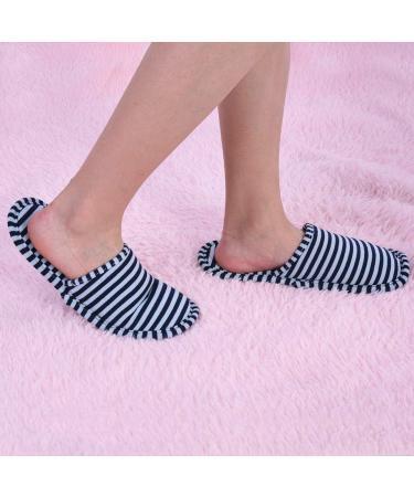 Alomejor Foldable Travel House Shoes | Portable Striped Spa Slippers | Washable Non-Slip Indoor Cotton Slippers - Buy Online on GoSupps.com