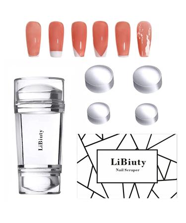 LiBiuty Dual Head Clear Jelly Nail Art Stamper Set with 4 Silicone Heads & 1 Scraper - Nail Polish Transfer Stamping Tool - Buy Online on GoSupps.com