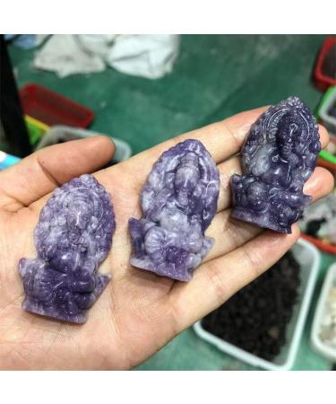 Lepidolite Ganesha Natural Stones Quartz Crystal Carved Elephant God Animals Reiki Gemstones Home Decoration - (Color: 1pcs Size: Approx 5cm) - Buy Online on GoSupps.com