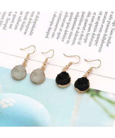 Feyley Crystal Irregular Cluster Earrings - Black Quartz Geode Dangle Earrings for Women & Men | Unique Jewelry Gift - Buy Online on GoSupps.com