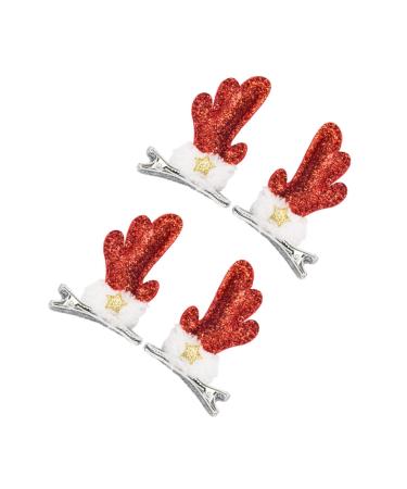 Beaupretty Kids Pairs Elk Sequin Barrette Xmas Hair Accessories Xmas Hair Decorations Reindeer Hairpin kids barrettes for hair Holiday Hair Clips fabric child two piece suit elk Fabric