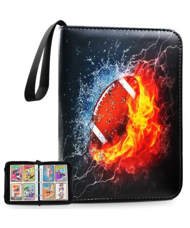 Football Card Binder, Trading Card Binder with Sleeves, Football Card Holder Up to 400 Cards with 50 Removable Pages, Sports Cards Storage Organizer For Football Card, Trading Card, MTG and Other TCG(4 Pocket)