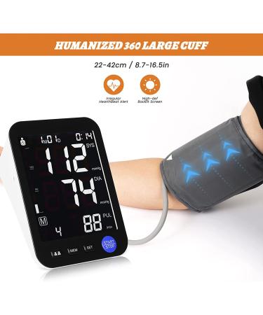 Automatic Blood Pressure Monitor with Extra Large Screen & Adjustable Cuff - 2 Users, 999 Sets Memory - LED Backlit Display - Includes Charging Cord (Black) - Buy Online on GoSupps.com