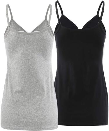 Manci Women's Cotton Maternity Nursing Tank Cami Pajama Top Sleep Bra - S Black+Gray - Buy Online on GoSupps.com