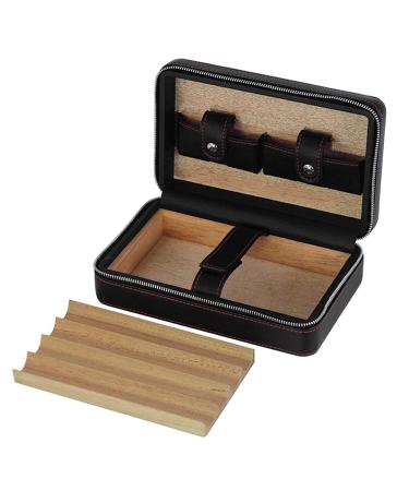 Humidors Cedar Wood Portable Cigar Solid Wood Cigar Box Can Hold Four Cigars Black 21x13x7.7cm