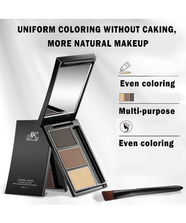 Waterproof Three-Color Eyebrow Powder Palette for Natural Brow Shape - Brown/Light Brown/Skin Tone - Buy Online on GoSupps.com