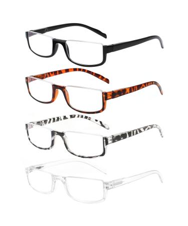 Henotin 4 Pair Reading Glasses for Women Men Readers Half Moon Frame Blue Light Blocking Spring Hinge Eyeglasses (A-mix 2.00 diopters) A-mix 2.0 Diopters