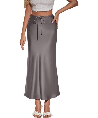 Shop Women's Winter Boho Skirt | Elastic High Waist A-Line Casual Skirt - Flowy Gray Design - Buy Online on GoSupps.com