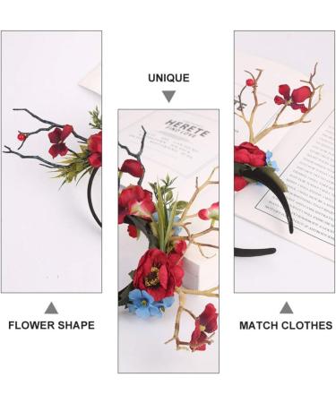 Lurrose headband Branch Antler Headdress Elf Flower Headwear antler flower floral hair garland Forest Hair Accessory christmas party favor halloween headpiece antlers plastic Fairy - Buy Online on GoSupps.com