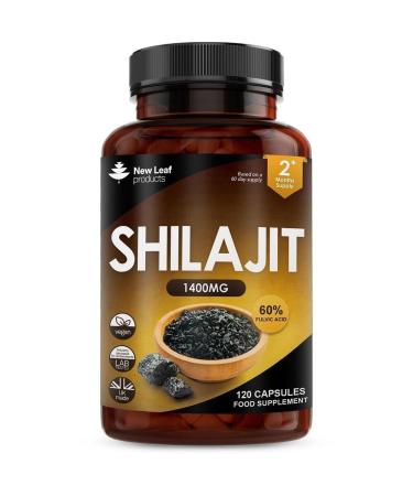 Shilajit 1400mg Supplement Pure Himilayan Shilajit 60% Fulvic Acid High Strength No Binders or Fillers - Pure Shilajit (120 Capsules)