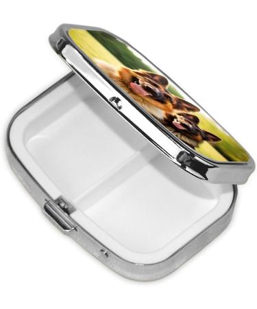 Happy German Shepherd Pill Case - 2 Compartment Travel Pill Organizer | Cute Pocket & Purse Gifts - Buy Online on GoSupps.com