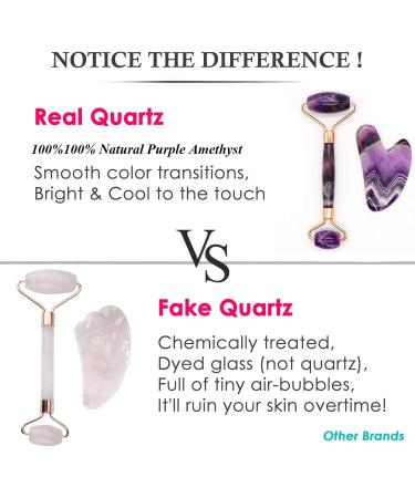 Massage Tool Massage Stick Massager Roller Jade Face Roller and Gua Sha Tool Set Facial Massager for Women - 100% Natural Amethyst - Anti Aging Beauty Jade Stone Roller for Face Eyes and Neck - Buy Online on GoSupps.com