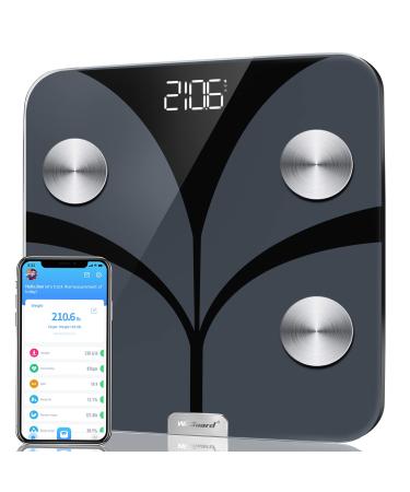 Body Fat Scale, WeGuard Body Weight Scale and Body Composition BMI Smart Scale, Bluetooth Digital Bathroom Scale with Heart Rate Tracker, 15 Measurements Analyze with Smartphone App, 396lbs