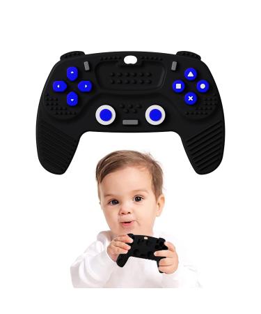 Silicone Teether  Remote Game Control Baby Teething Toys for 3-12 Months  Soft Game Controller Teether Freezer BPA Free Silicone Baby Teether for Breast Feeding Babies  Baby Boy Girl Gifts (Black)