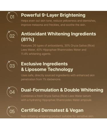 Elishacoy | MIIN SILOK Radiance Double Ampoule 50ml (1.69 fl oz) Dual Brightening Serum with Fermented Rice Lees & Vitamin Complex Clinically Tested Luxury Korean Skincare - Buy Online on GoSupps.com