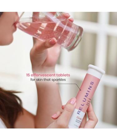 Relumins Gluta C Fizz - High Dose Fast Absorption 500mg Glutathione & 1000mg Vitamin C - Cherry Flavored Effervescent Tablets | Detox Collagen Boost | for Glowing Rejuvenated Skin - 15 Tablets x 2 2 Bottles - Buy Online on GoSupps.com