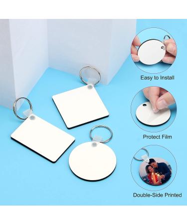 30PCS Coolrunner Sublimation Blank Keychain Set - Double-Sided DIY MDF Keychain (Square, Round, Rectangle) - Buy Online on GoSupps.com