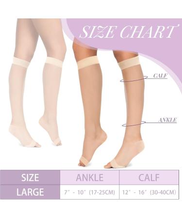6 Pairs Open Toe Sheer Compression Socks 20-30mmHg Graduated Knee High Stockings for Women Large Size - Buy Online on GoSupps.com
