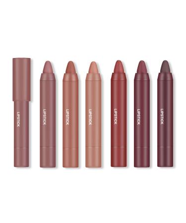 Ownest 6 Colors Matte Crayon Lipstick,Matte Velvet Lipstick Makeup Smooth Lipstick Set Waterproof Long Lasting Moisturizing Lipstick Crayons for Women-Set B
