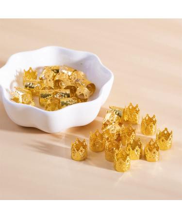 120 Pieces Gold Aluminum Dreadlock Cuffs Beads in Diamond Shaped Bottle - Hair Decorations for Braiding and Dreadlocks - Buy Online on GoSupps.com