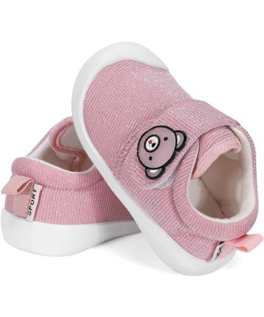 MASOCIO Glittery Baby First Walking Shoes | Toddler Cartoon Trainers 5.5 UK Pink - Buy Online on GoSupps.com