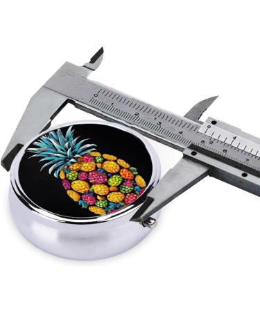 Colorful Pineapple Printed Mini Round Pill Box - 3 Compartment Travel Pill Organizer | Portable Medicine Case for Home & Office - Buy Online on GoSupps.com