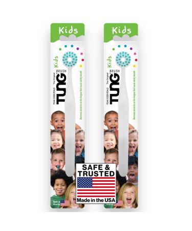 Peak Essentials The Original Kids TUNG Brush | Childrens Tongue Cleaner Brush | Kids Tongue Scraper | Childs Tongue Scrubber | Fight Bad Breath | Wild Strawberry | Made in America | Set of 2 2 Count (Pack of 2)