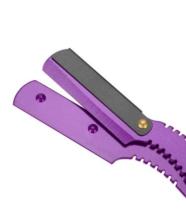 Vintage Classic Barber Razor - Professional Hairdresser Razor with Easy Blade Replacement - Purple - Buy Online on GoSupps.com
