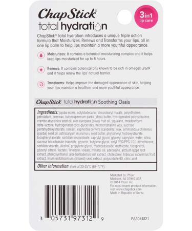 ChapStick Total Hydration 3-in-1 Lip Care 0.12 oz - Soothing Oasis (Pack of 6) - Buy Online on GoSupps.com