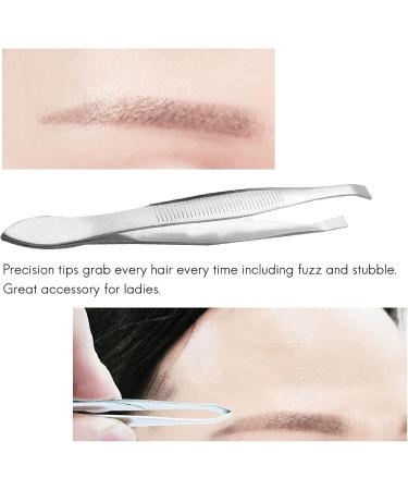 Fegtrtyoa 2X Silver Tone Slanted Flat Tip Metal Hair Eyebrow Tweezer Cosmetic Tool for Lady - Buy Online on GoSupps.com