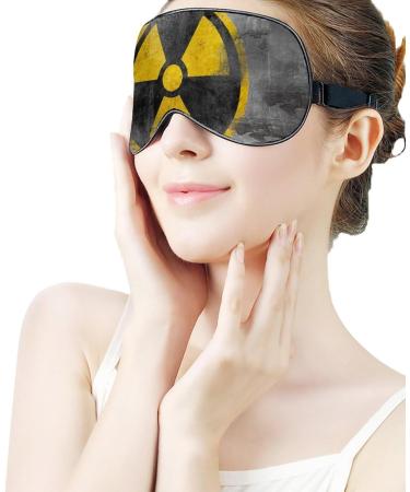 Yellow Nuclear Radioactive Symbol Reactor Sleep Mask - Adjustable Strap Eye Cover for Men and Women - Blocks Light for Travel and Nap - Buy Online on GoSupps.com