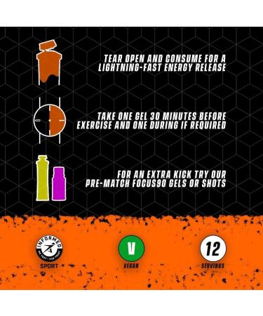 Soccer Supplement FUEL90 Energy Gel - Quick Release Dual Carbohydrate Source for Instant Absorption - Fruity Orange Flavor - 12x 70g Gels - Buy Online on GoSupps.com