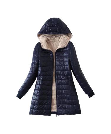 Hanxiulin plush jacket oversize warm lined fleecemantel ladies winter jacket jacket basic hooded jacket lined warm cuddly jacket coat coat winter jacket with hooded marine xl