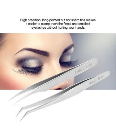 Premium Stainless Steel Eyelash Tweezers Set - Anti-Static Curved Tweezers for Eyelash Extensions & Nail Design (2 Pieces) - Buy Online on GoSupps.com