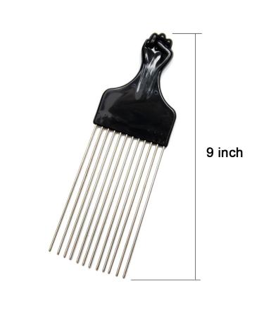 Luxxii Black Fist Metal Afro Pick Comb (2 Pack) - 9 Long, Hair Detangler and Styling Tool - Buy Online on GoSupps.com