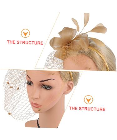 TOVINANNA 1pc Mesh Head Flower Woman Headwear Feather Hair Band Hair Supply Wedding Headwear Feather Hairpin Hair Accessory Women Headdress Female Party Headdress Bridal Headdress One Size Golden - Buy Online on GoSupps.com