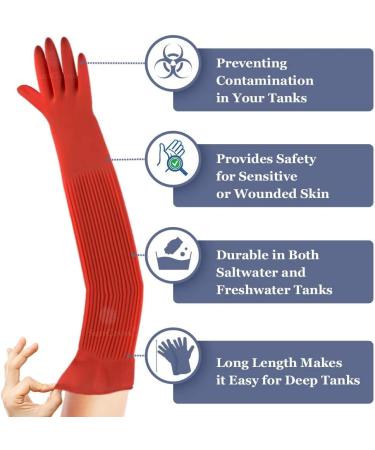 SunGrow Long Latex Aquarium Gloves - Waterproof, Comfortable, Medium Size with Elastic Band for Aquarium Use - Buy Online on GoSupps.com