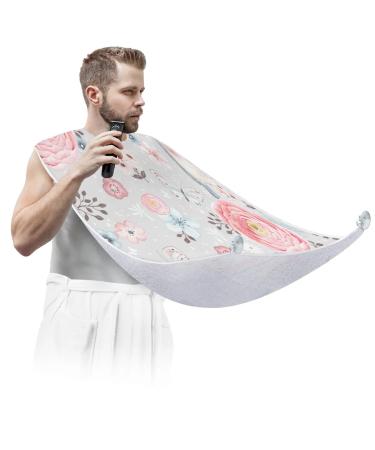 Beard Bib Apron Beard Bib Hair Catcher for Men Shaving and Trimming Non-Stick Waterproof Beard Cape Grooming Cloth Rose Butterfly
