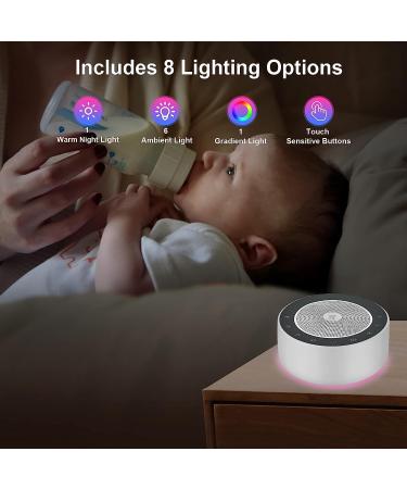 White Noise Machine with 30 High Fidelity Soundtracks, 7 Night Light Colors - Timer, Memory, Touch Controls - Plug-in Sound Machine for Baby & Adults - Buy Online on GoSupps.com