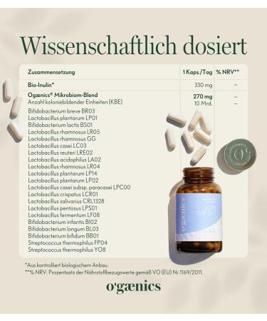 Ogaenics Love Your Gut Daily Biotic Complex - 21 Clinically Researched Strains 10mrd KBE Vegan & Organic 60 Capsules - High-Dose Gut Health Supplement - Buy Online on GoSupps.com