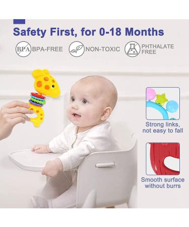 AZEN 20Pcs Baby Rattles Toys for 0-12 Month  Infant Newborn Toddler Toys for 0-6 Months  Baby Toys for 6 to 12 Months  Girl Boy Gifts Set with Teethers and Wrist Socks A-20pcs - Buy Online on GoSupps.com