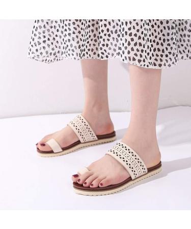 Women's Big Toe Bone Corrector Sandals - Beige Half Drag Summer Flats for Beach Travel & Walking Slippers Sizes 41-43 EU - Buy Online on GoSupps.com