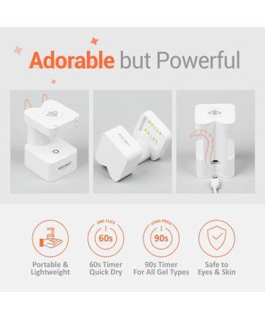 Modelones Mini LED Nail Lamp - Portable UV Gel Nail Dryer with Quick-Dry Technology - Travel-Friendly Cute Meow Design for Home DIY Manicures - Buy Online on GoSupps.com