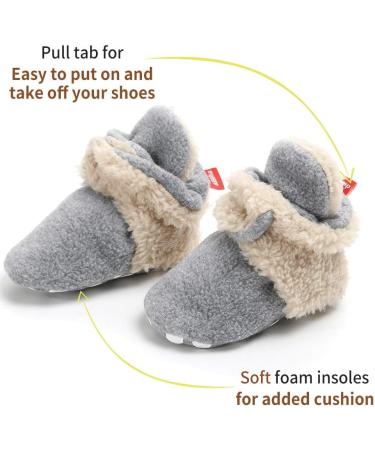 EDOTON Unisex Newborn Winter Boots | Warm Non-Slip Sole Bootie Sock for 0-6 Months | Gray Khaki - Buy Online on GoSupps.com