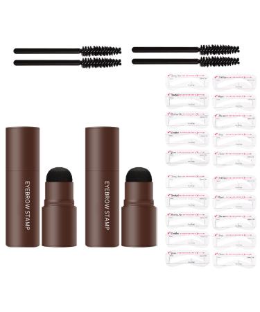 LXZJJM Eyebrow Stamp Stencil Kit - Long-lasting Smudge-free Brow Makeup | Natural and Smooth Texture | Multifunctional | Includes 10 Brow Shapes & Stamps | Reusable eyebrow stencils (03 dark brown 2pcs)